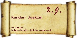 Kender Joakim névjegykártya